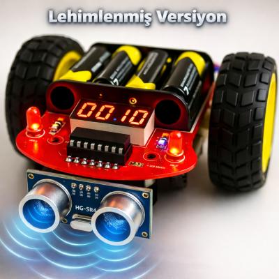 MASROKİT U2L-7716 Ultrasonik Sensörlü Engelden Kaçan Robot Eğitim Kiti – Lehimlenmiş PCB’li Robotik Kit
